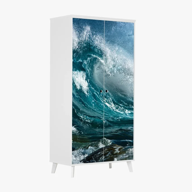 Wardrobe sticker turquoise ocean wave in motion