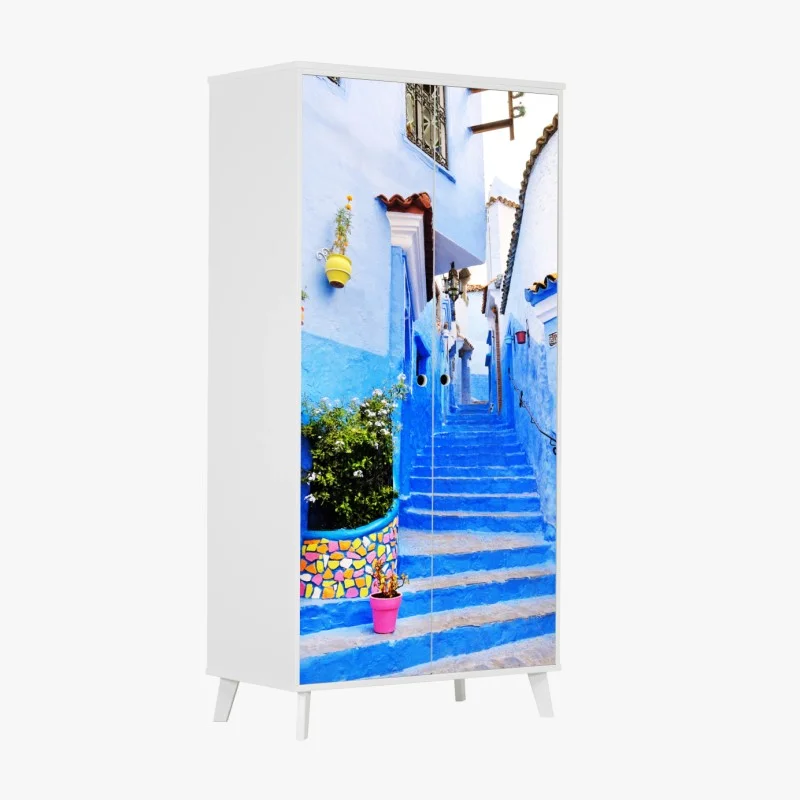 Wardrobe sticker blue medina stairway in Chefchaouen