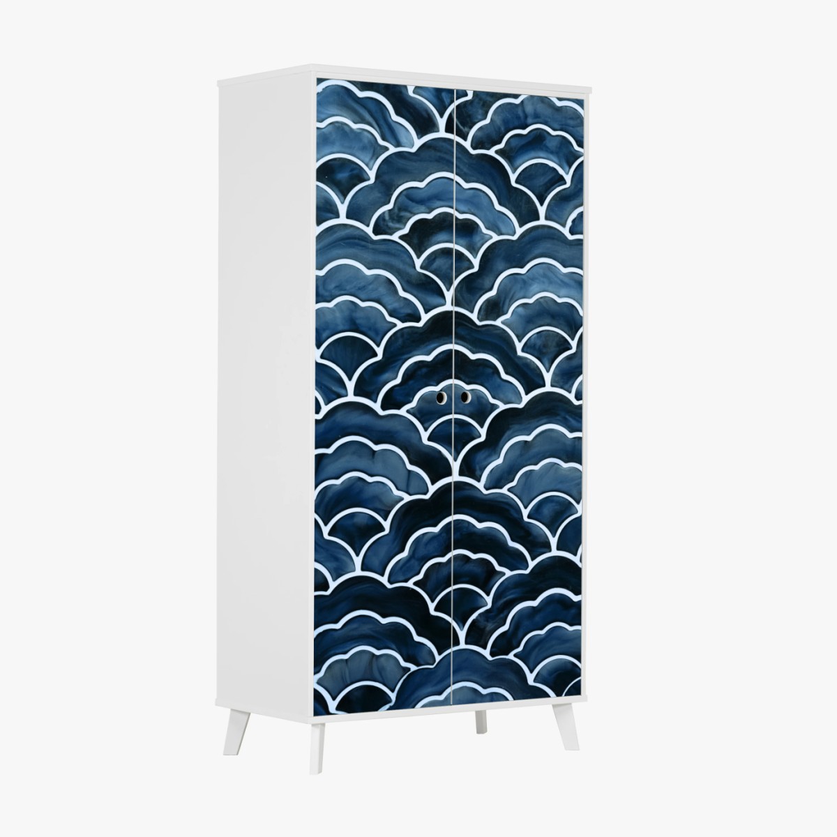 Wardrobe sticker japanese blue wave pattern • Wallissimo® Wardrobe sticker japanese blue wave pattern • Wallissimo®