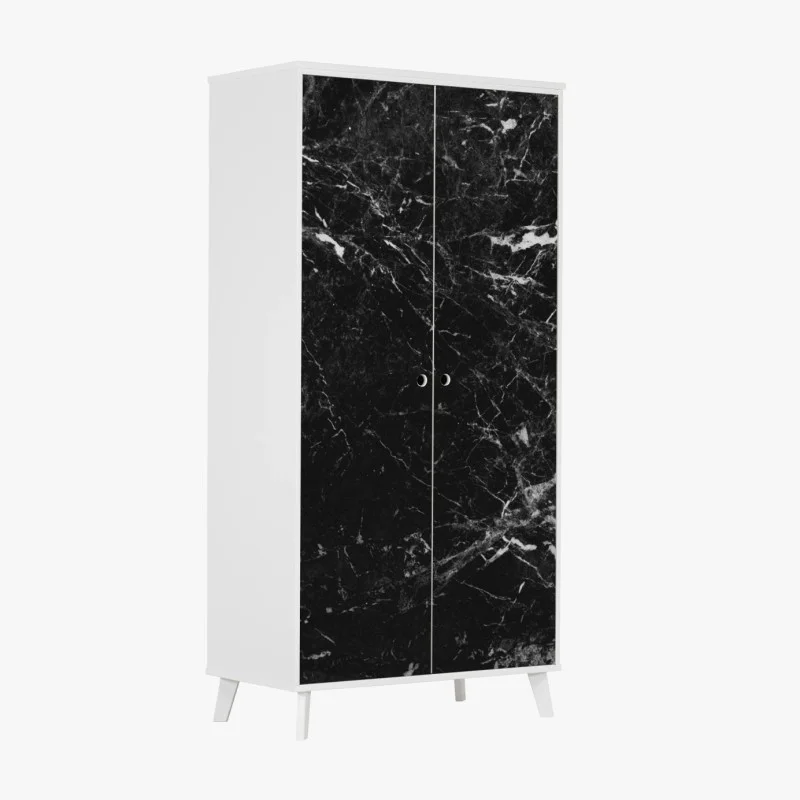 Wardrobe sticker black marble texture with white veins