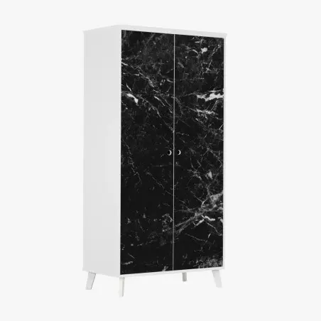 Wardrobe sticker black marble texture with white veins • Wallissimo®