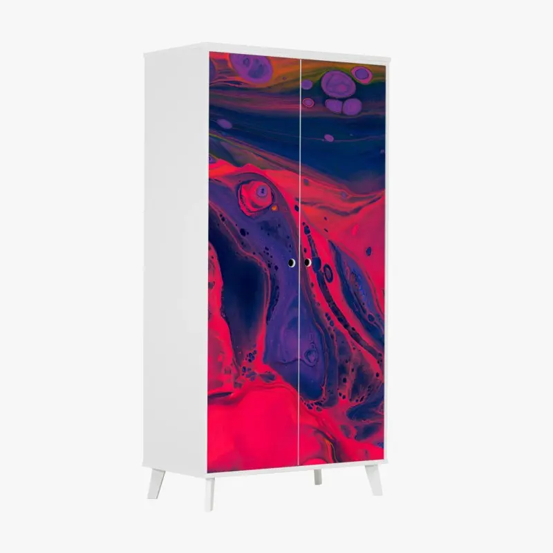 Wardrobe sticker vibrant pink abstract fluid art