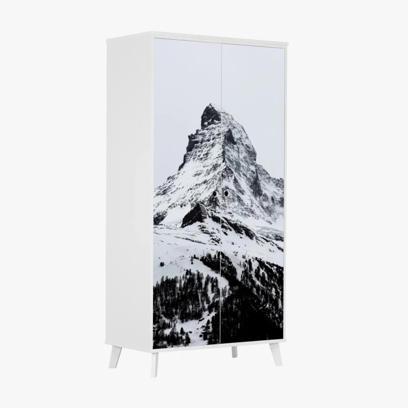 Wardrobe sticker solitary snow-covered mountain peak