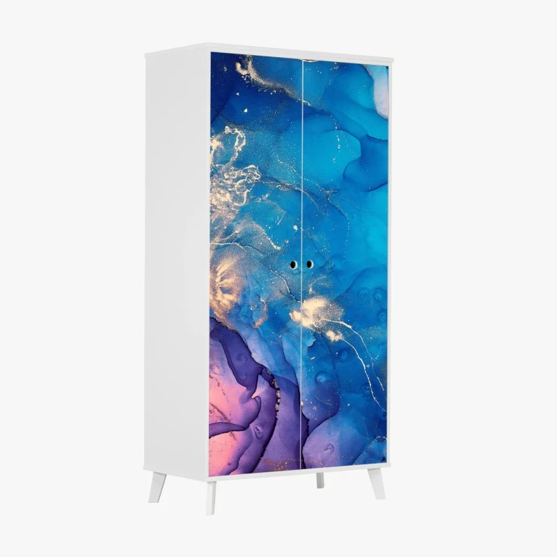 Wardrobe sticker ocean blue marble alcohol ink abstract