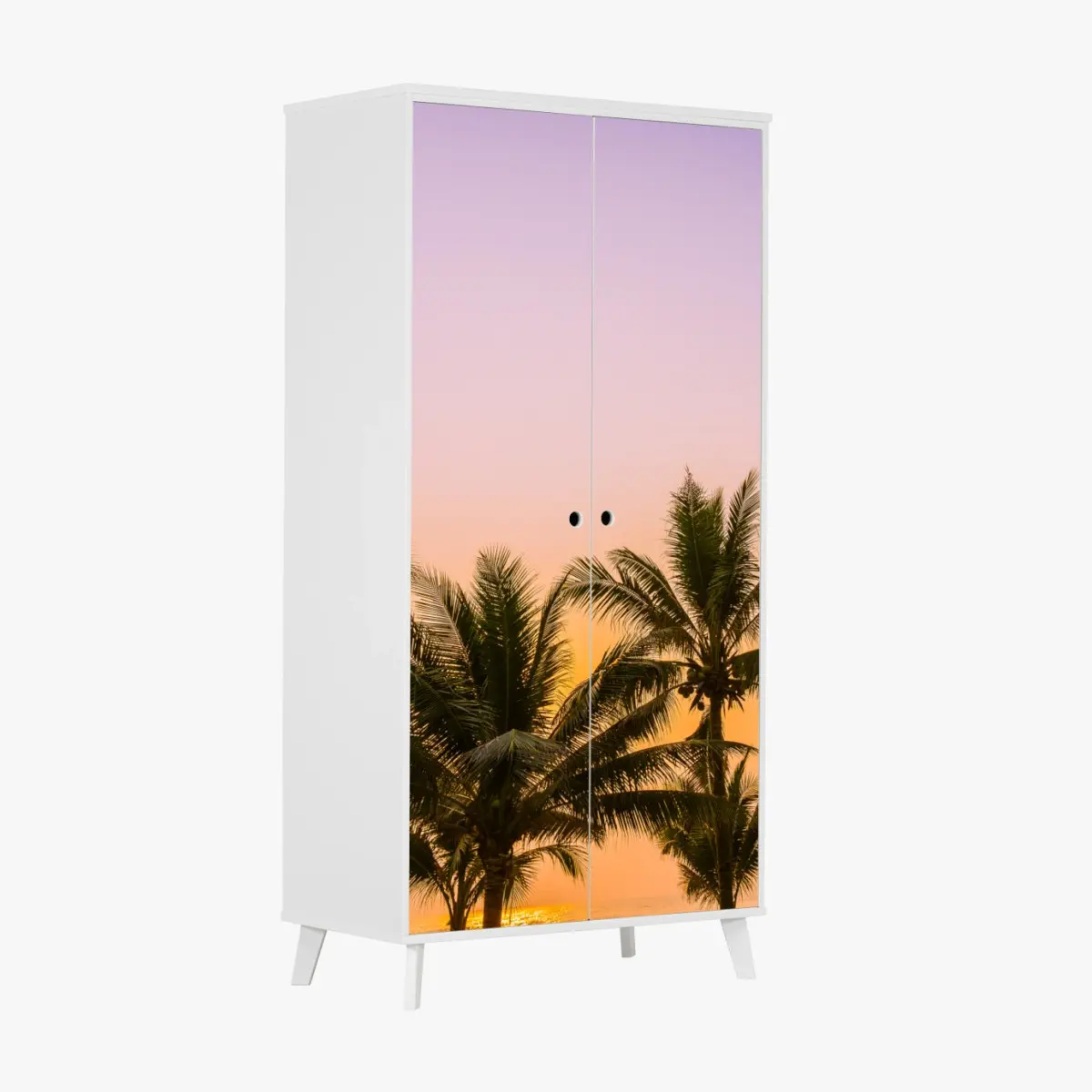 Wardrobe sticker tropical palm sunset at the beach • Wallissimo® Wardrobe sticker tropical palm sunset at the beach • Wallissimo®
