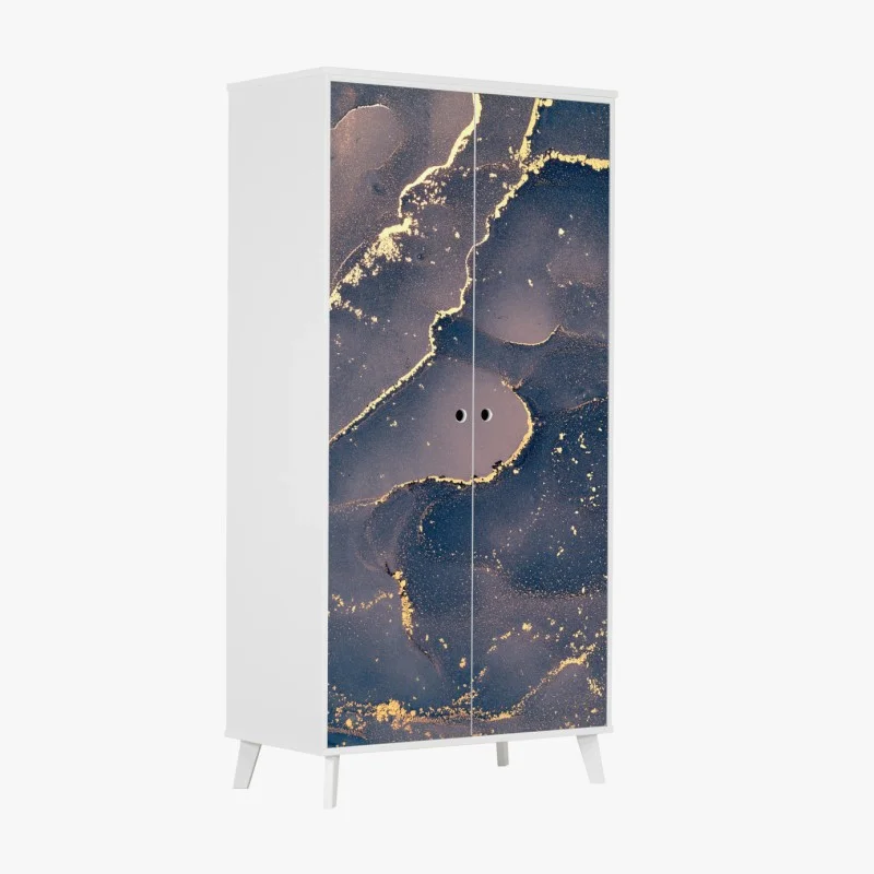 Wardrobe sticker navy and gold marble abstract