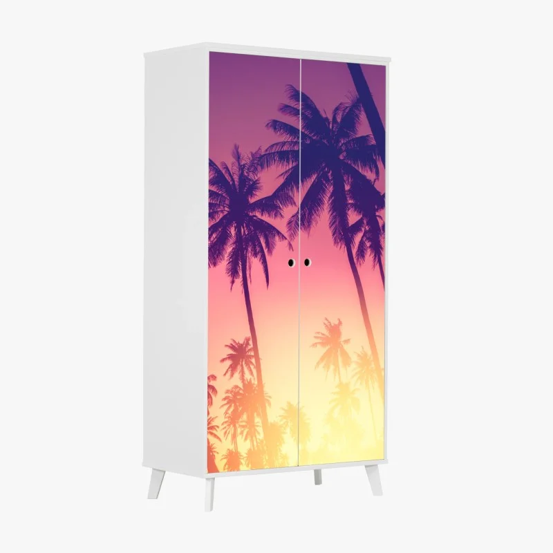 Wardrobe sticker tropical palm sunset silhouette