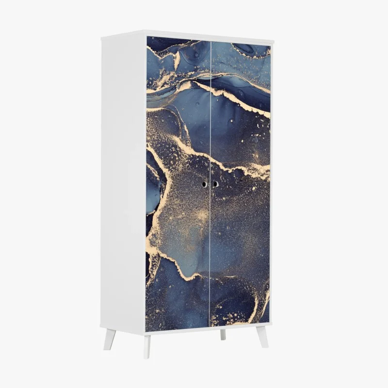 Wardrobe sticker dreamy navy and gold fluid art