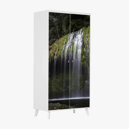 Wardrobe sticker mossy waterfall in forest • Wallissimo®