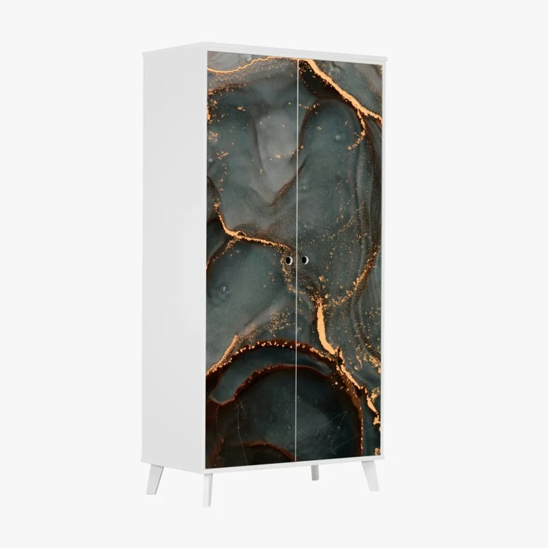 Wardrobe sticker luxury turquoise abstract with gold veins