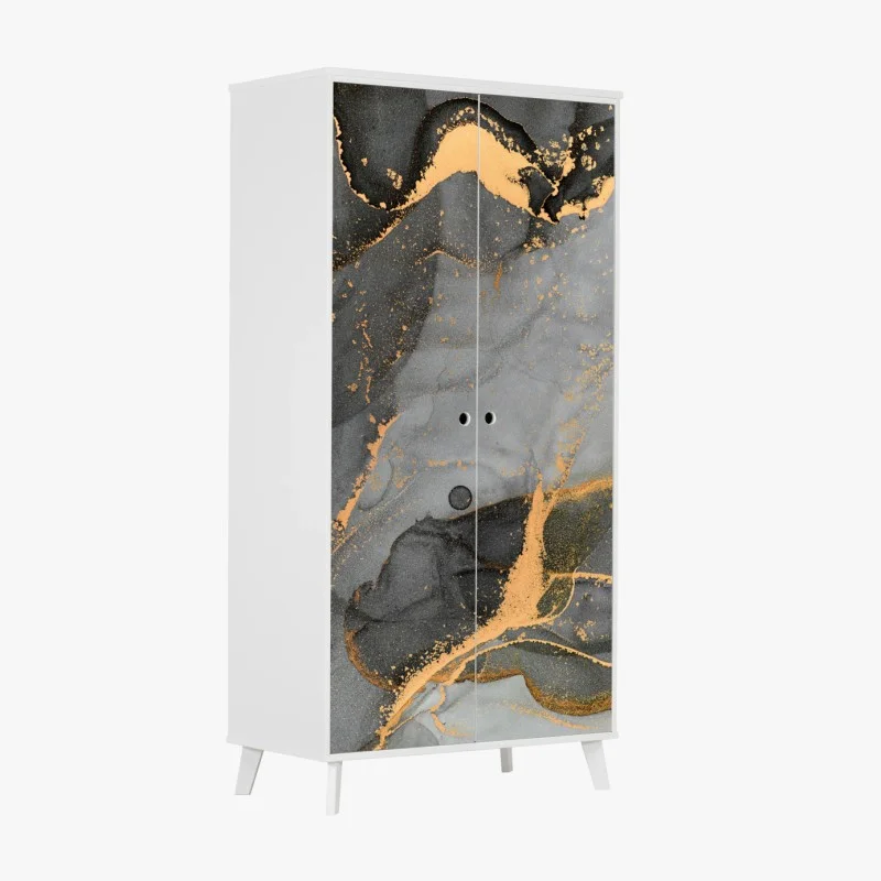 Wardrobe sticker smoky gray marble with gold veins
