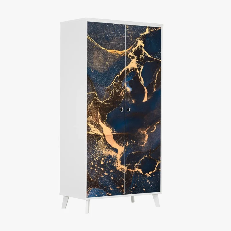 Wardrobe sticker midnight marble with golden veins