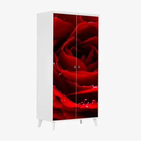 Wardrobe sticker vibrant red rose close-up • Wallissimo®