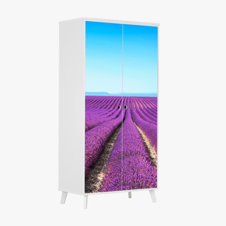 Wardrobe sticker lavender fields under blue sky • Wallissimo®