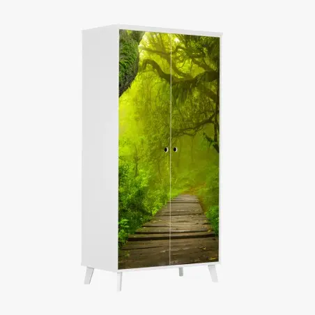 Wardrobe sticker mystical green forest path • Wallissimo®