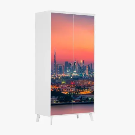 Wardrobe sticker Dubai skyline at sunset • Wallissimo®