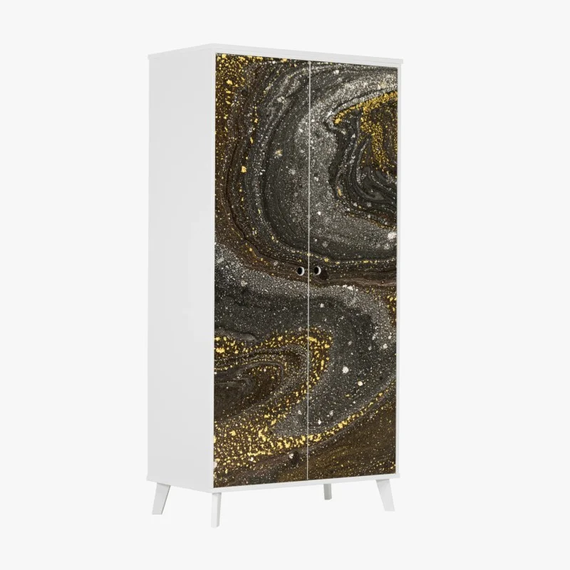 Wardrobe sticker gold and black marble swirl abstract