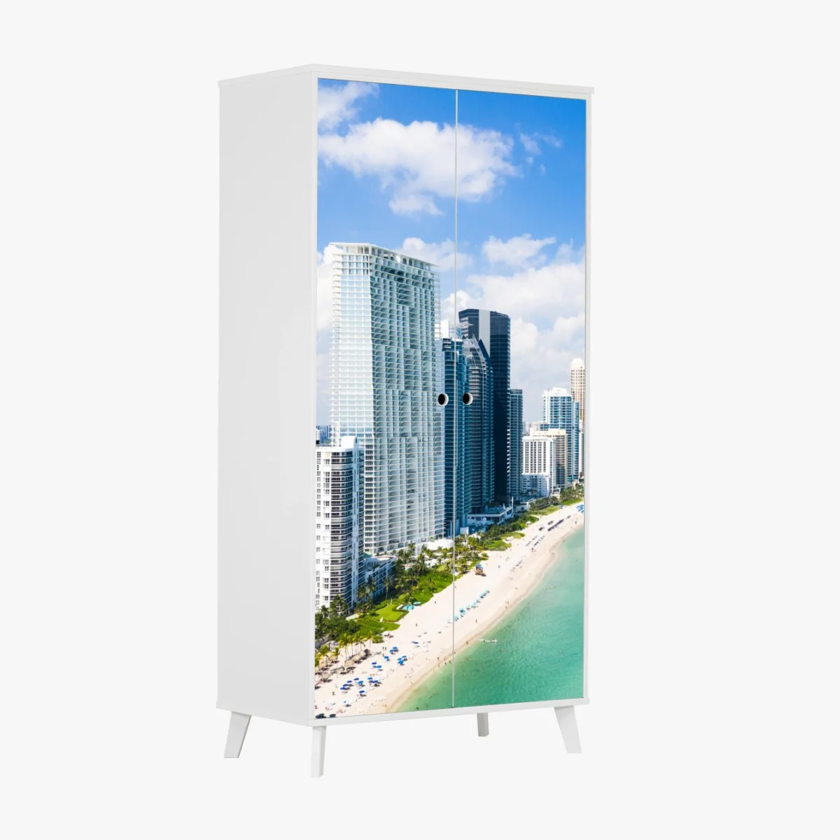 Wardrobe sticker turquoise beachfront skyline • Wallissimo® Wardrobe sticker turquoise beachfront skyline • Wallissimo®