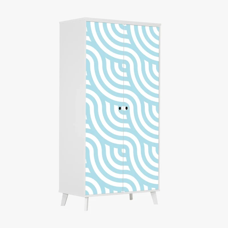 Wardrobe sticker soft turquoise geometric wave pattern