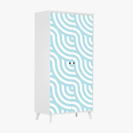 Wardrobe sticker soft turquoise geometric wave pattern • Wallissimo®