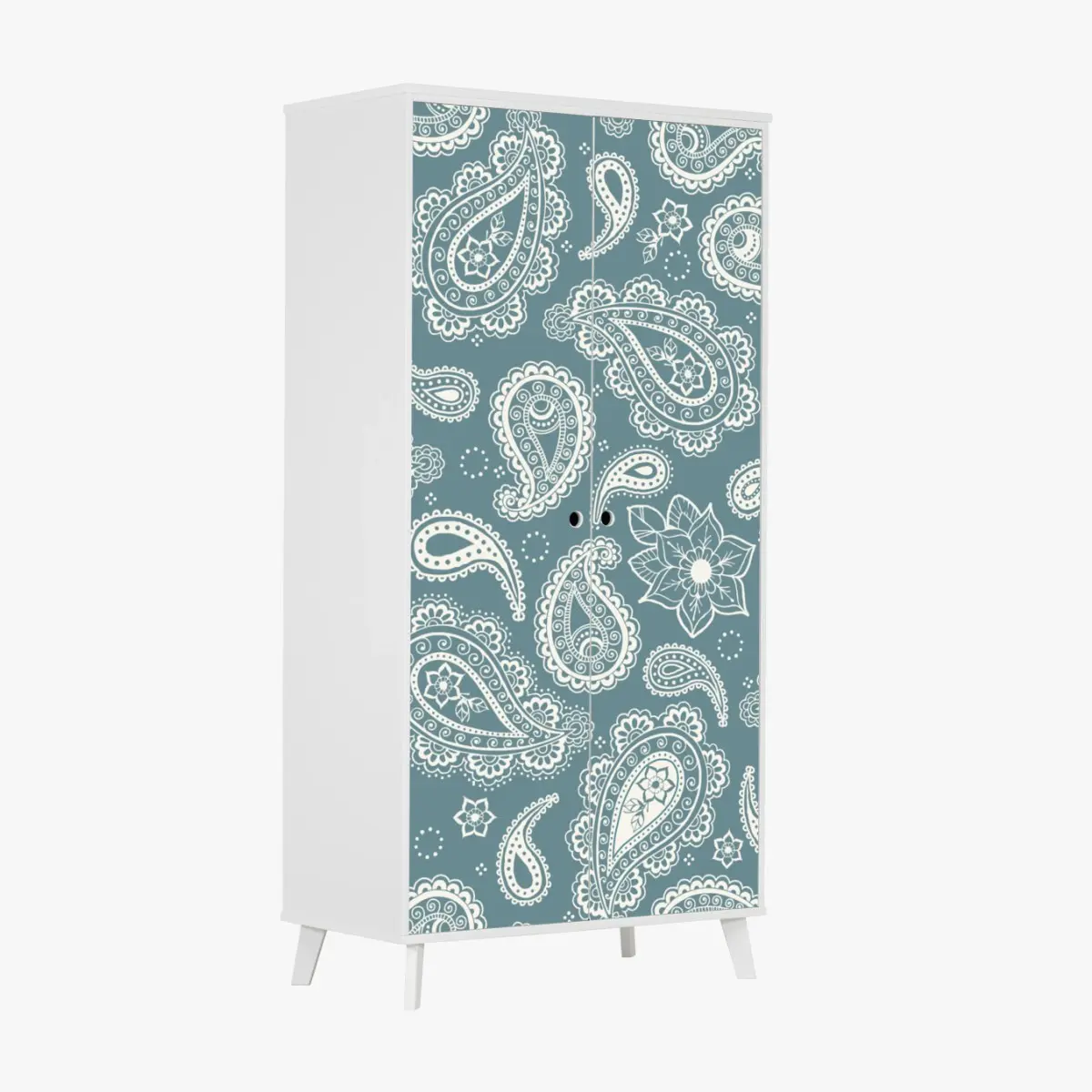 Wardrobe sticker teal paisley ornamental pattern • Wallissimo® Wardrobe sticker teal paisley ornamental pattern • Wallissimo®