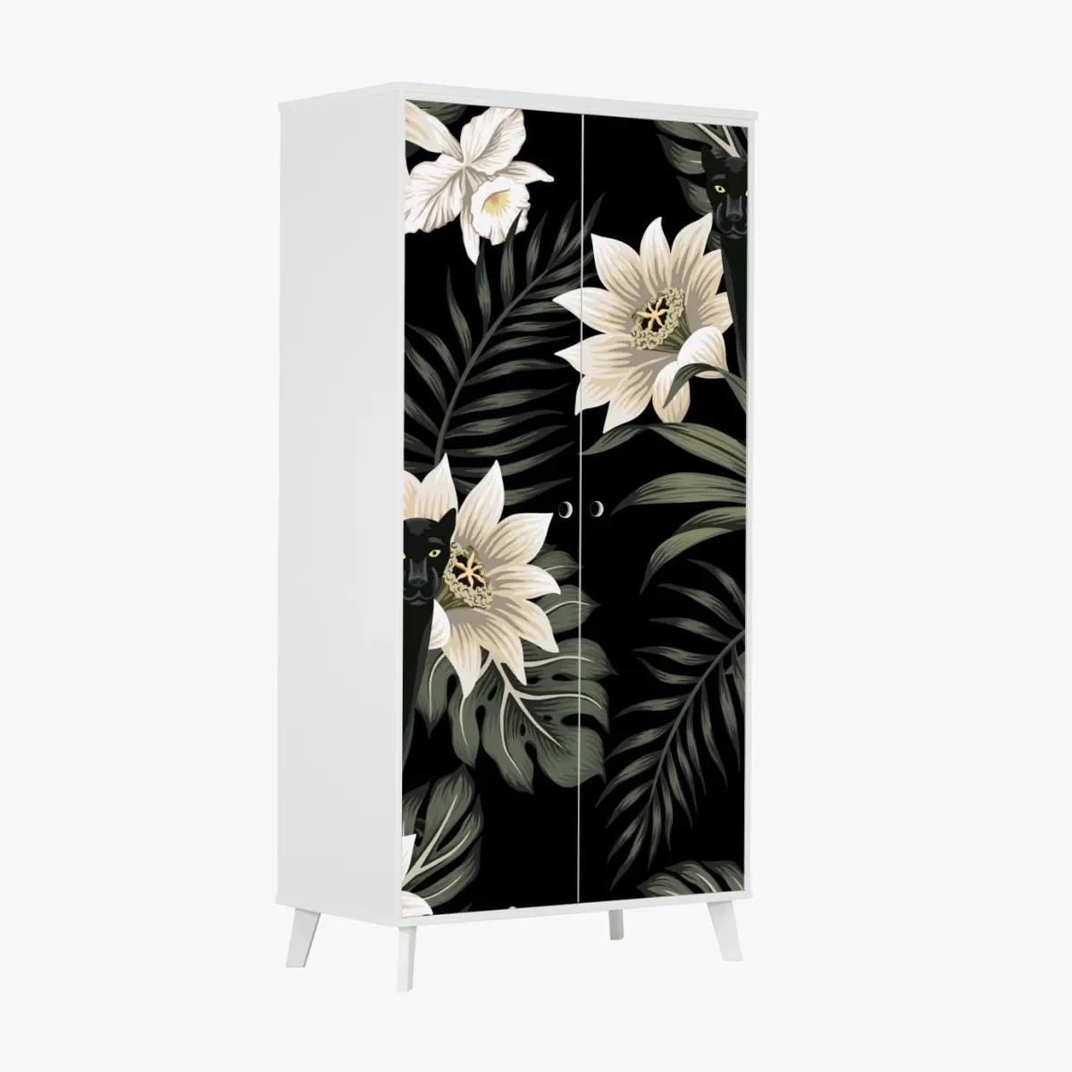 Wardrobe sticker nocturnal panther botanical print ⁕ Wallissimo® Wardrobe sticker nocturnal panther botanical print ⁕ Wallissimo®