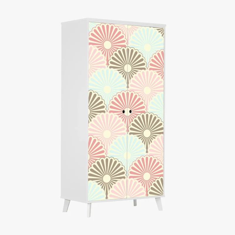 Wardrobe sticker pastel scallop fan pattern