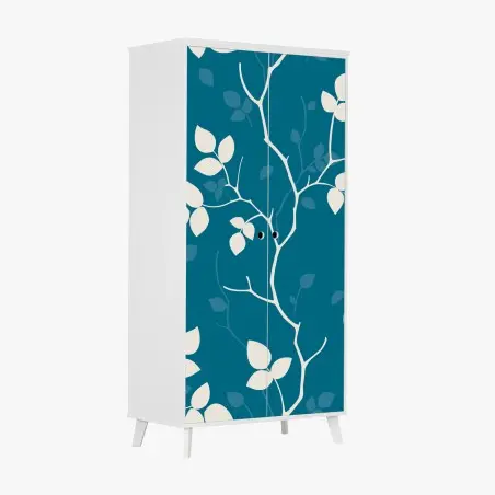 Wardrobe sticker turquoise botanical leaf pattern • Wallissimo®