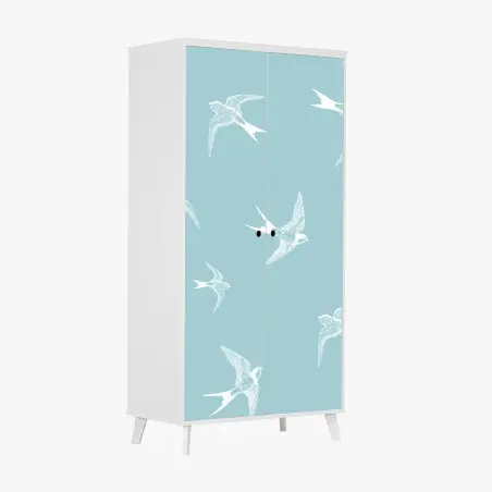 Wardrobe sticker pastel swallows seamless pattern • Wallissimo®