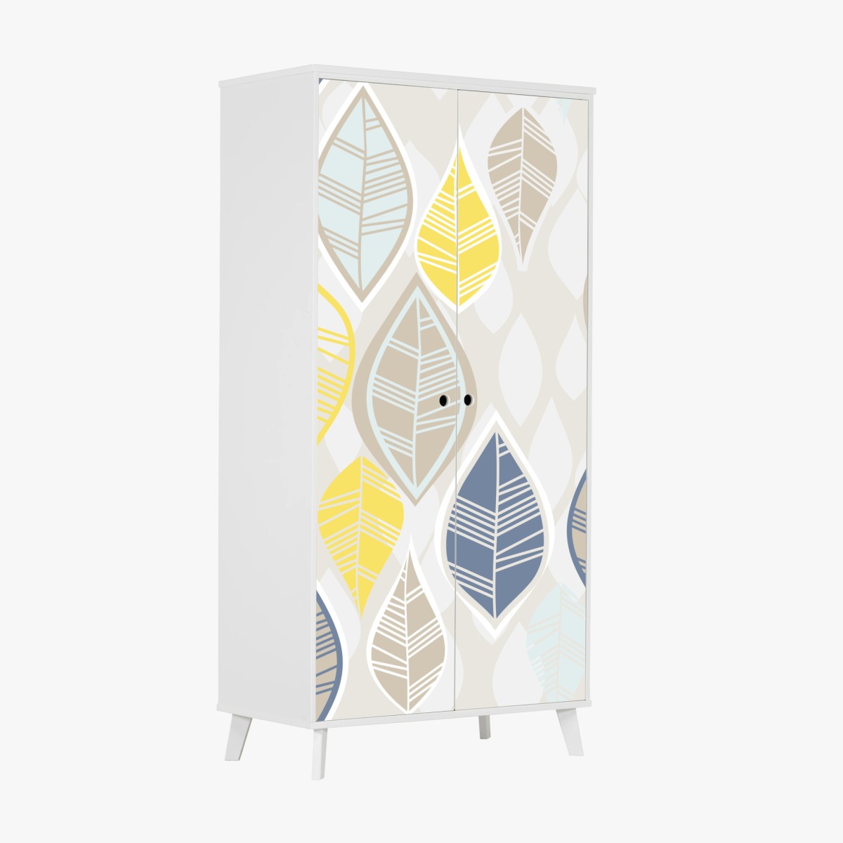 Wardrobe sticker scandinavian leaf pattern in soft neutrals • Wallissimo® Wardrobe sticker scandinavian leaf pattern in soft neutrals • Wallissimo®