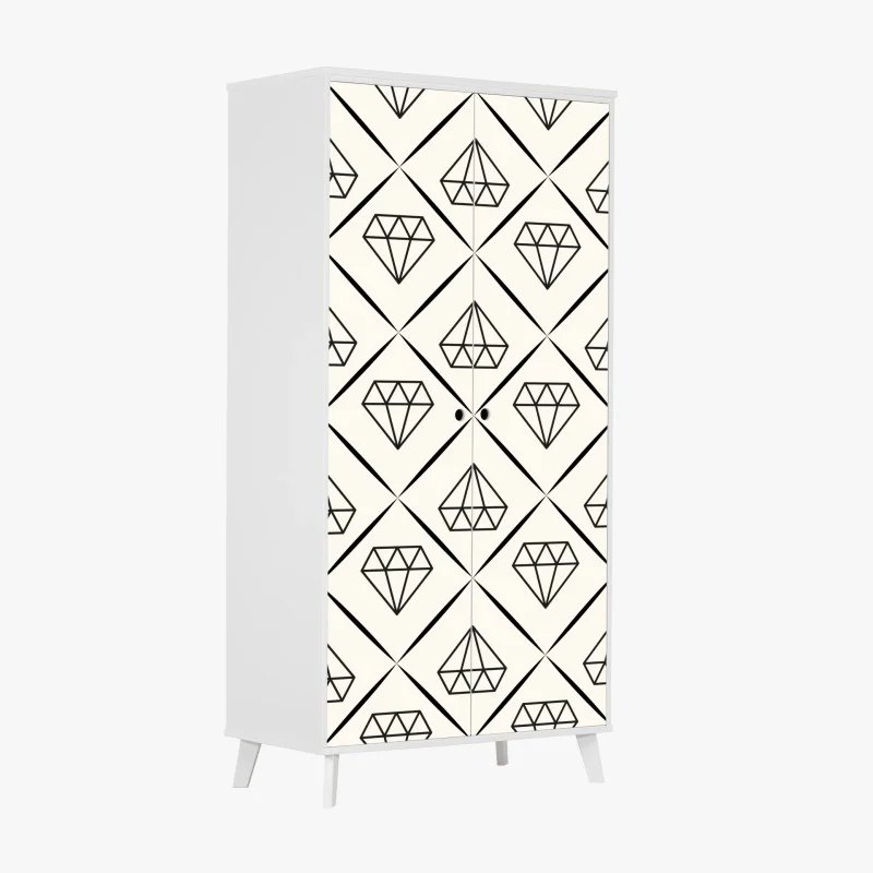 Wardrobe sticker geometric diamond repeat pattern
