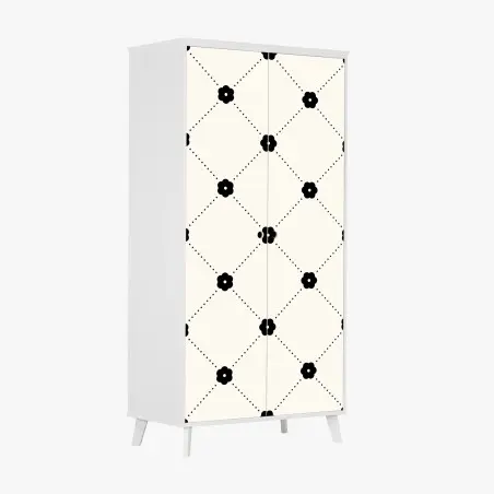 Wardrobe sticker minimal black floral lattice pattern • Wallissimo®