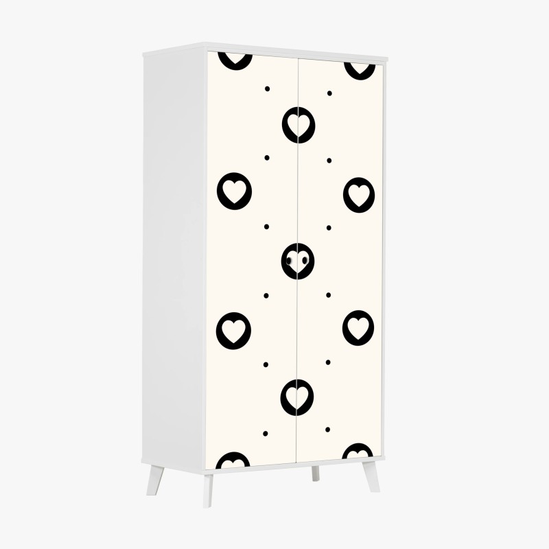 Wardrobe sticker minimalist black heart pattern