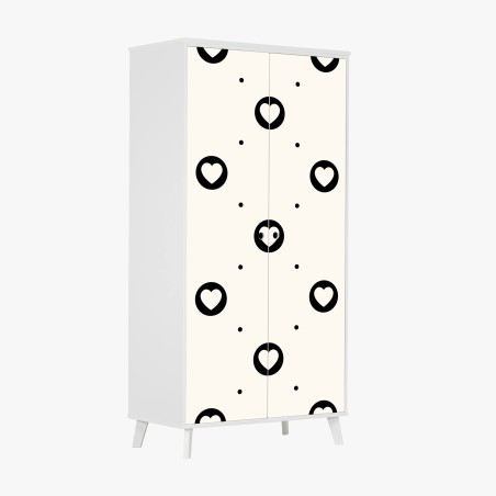 Wardrobe sticker minimalist black heart pattern • Wallissimo®