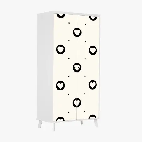Wardrobe sticker minimalist black heart pattern • Wallissimo®