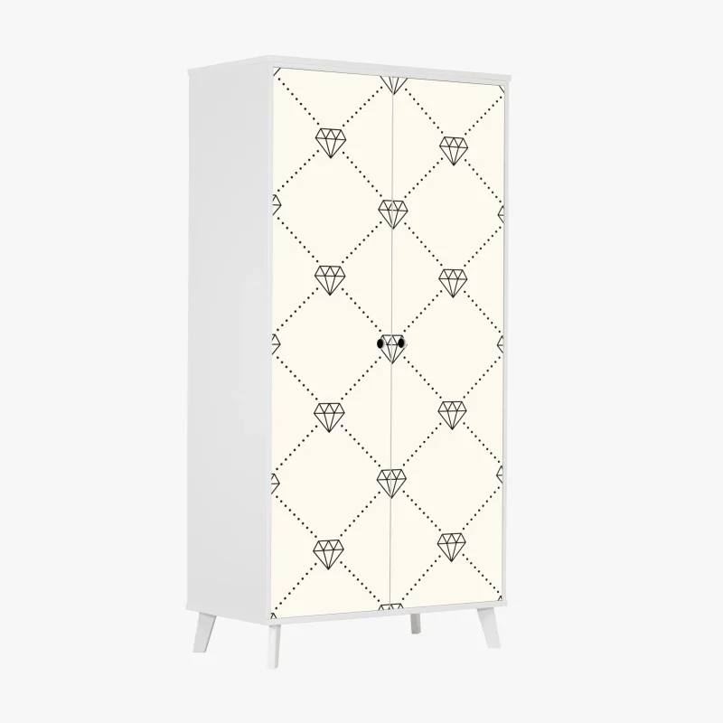 Wardrobe sticker diamond lattice pattern on beige background