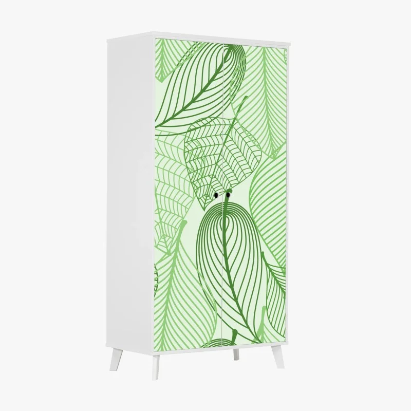 Wardrobe sticker green botanical leaf pattern