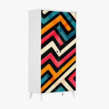 Wardrobe sticker colorful geometric maze pattern • Wallissimo®