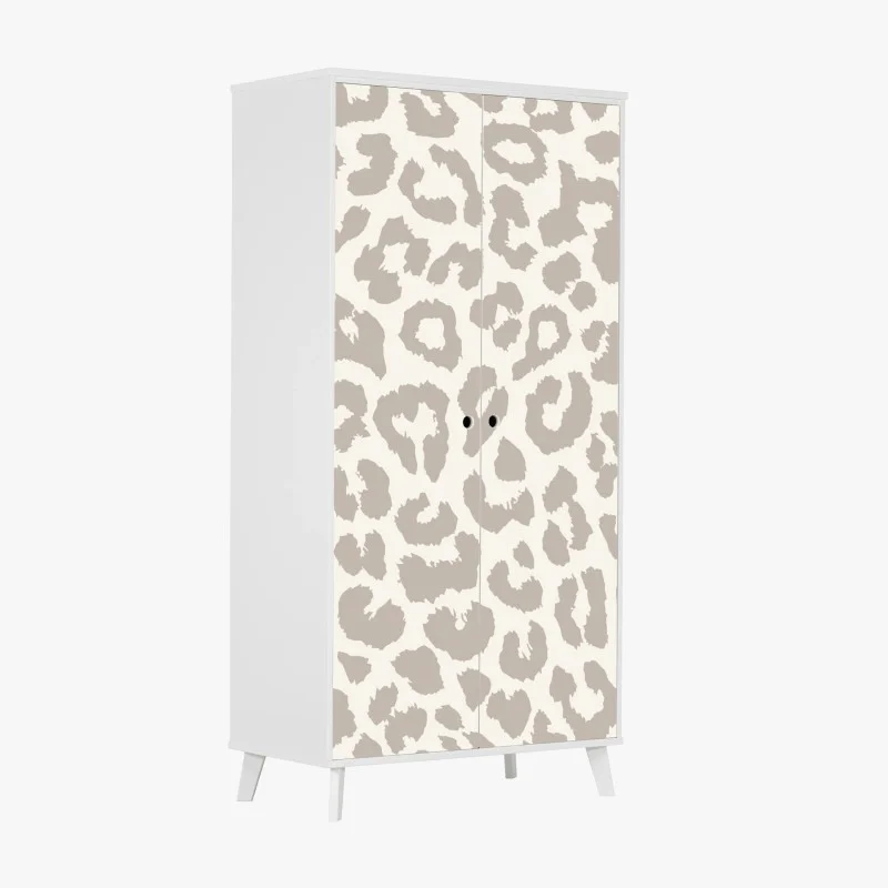 Wardrobe sticker neutral beige leopard print pattern