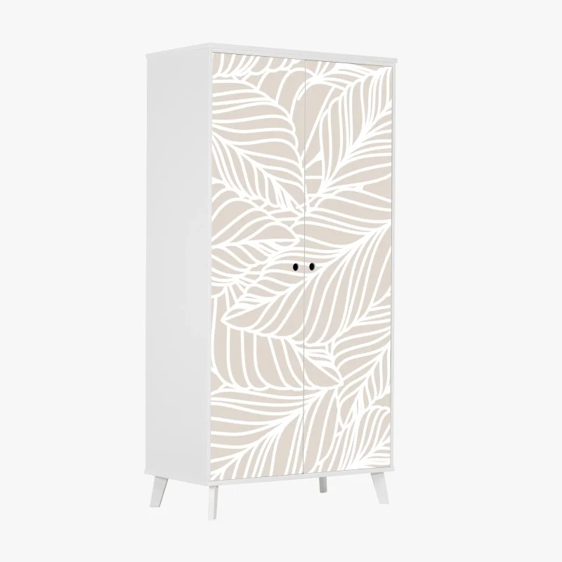 Wardrobe sticker neutral botanical leaf pattern