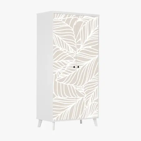 Wardrobe sticker neutral botanical leaf pattern • Wallissimo®