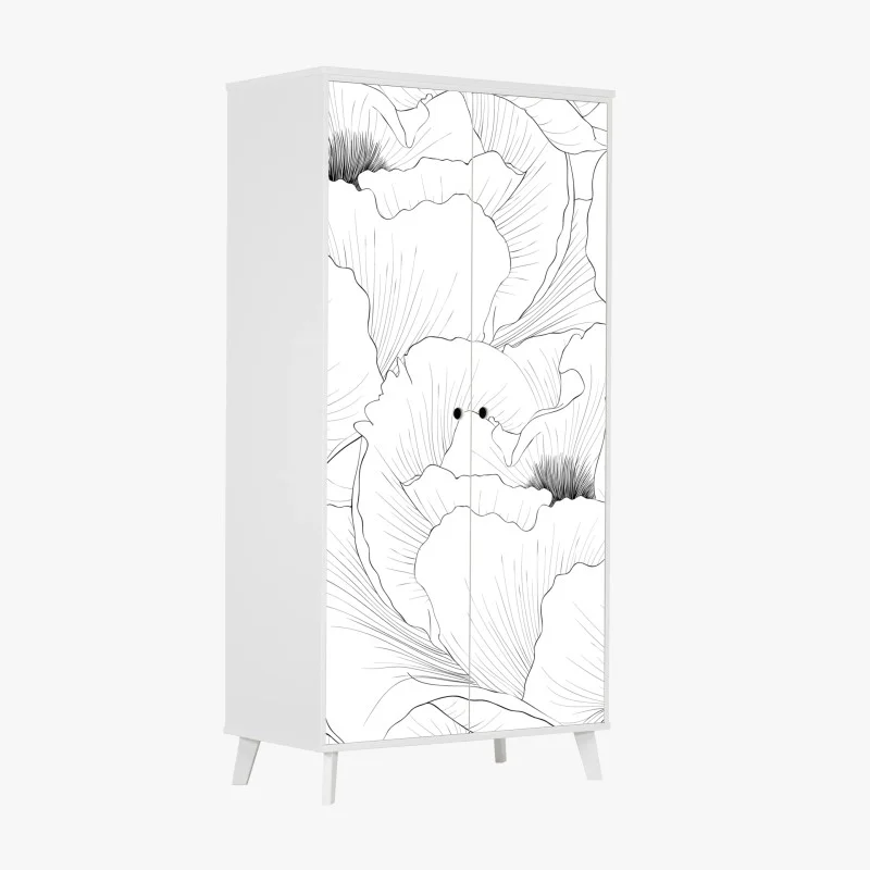 Wardrobe sticker delicate botanical line art floral pattern