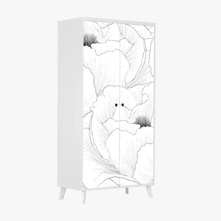Wardrobe sticker delicate botanical line art floral pattern • Wallissimo®