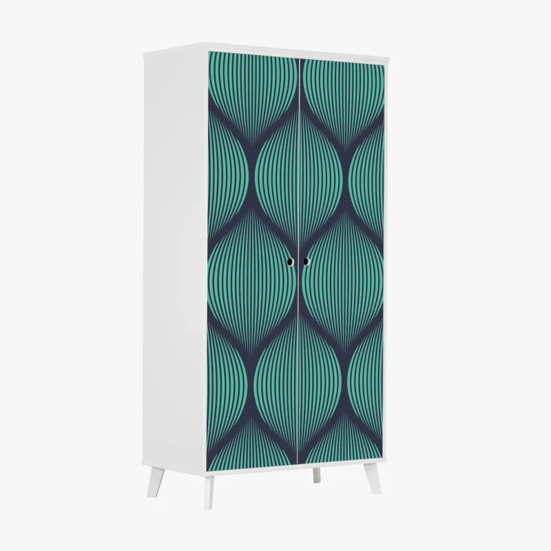 Wardrobe sticker turquoise geometric teardrop pattern