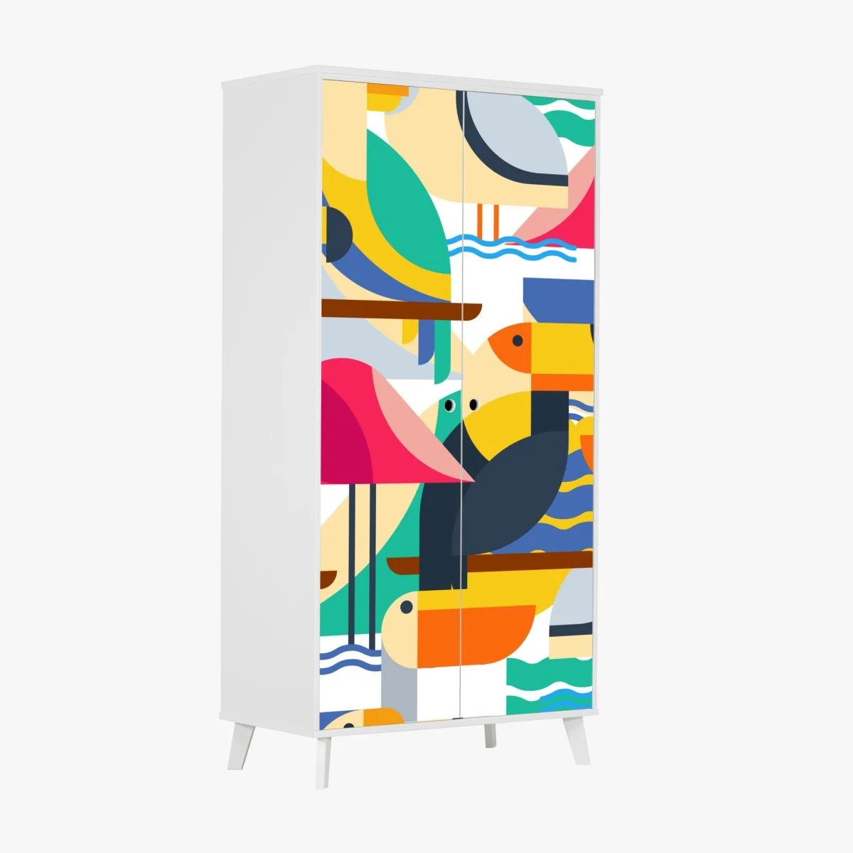 Wardrobe sticker tropical geometric birds pattern • Wallissimo® Wardrobe sticker tropical geometric birds pattern • Wallissimo®