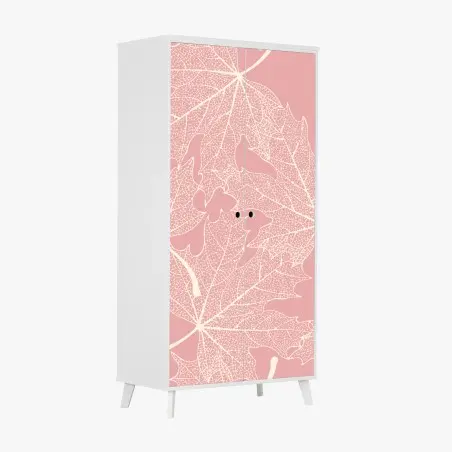 Wardrobe sticker delicate pink leaf pattern • Wallissimo®