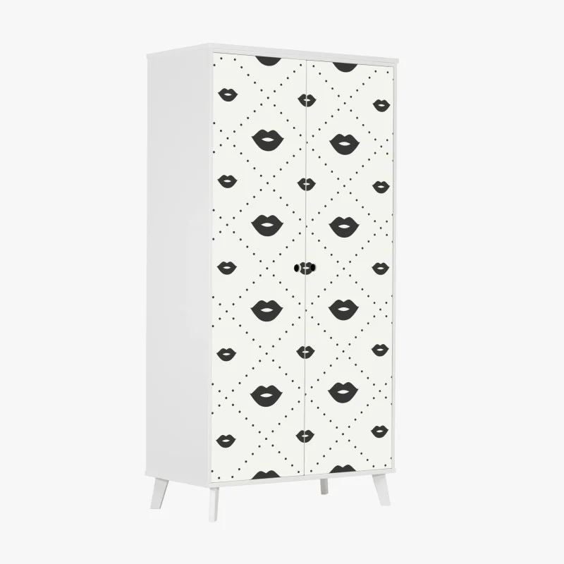 Wardrobe sticker minimalist monochrome lips pattern
