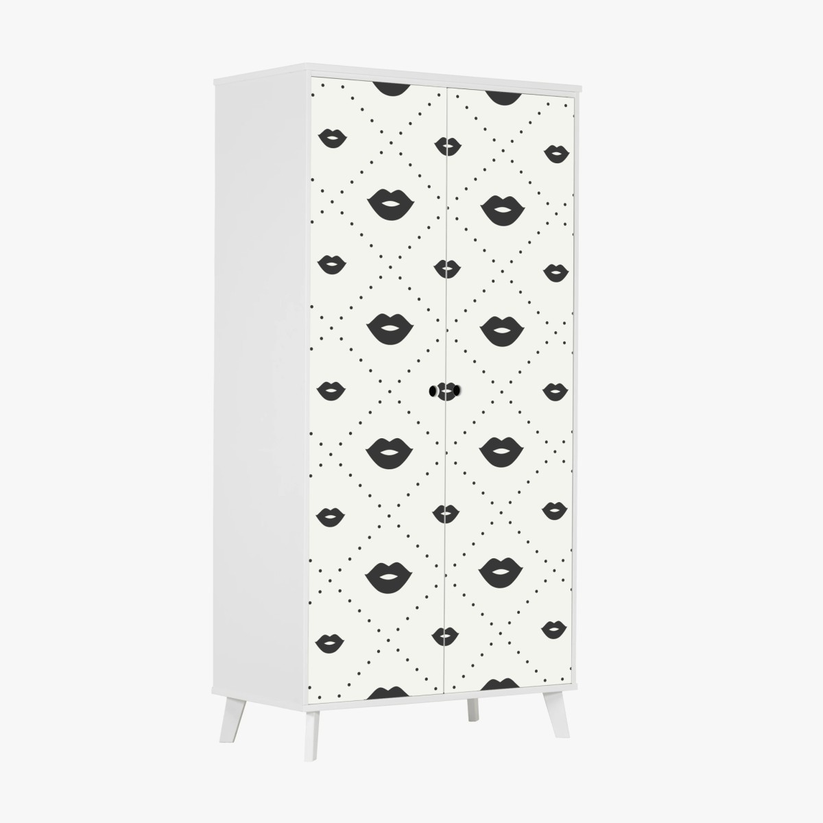 Wardrobe sticker minimalist monochrome lips pattern • Wallissimo®