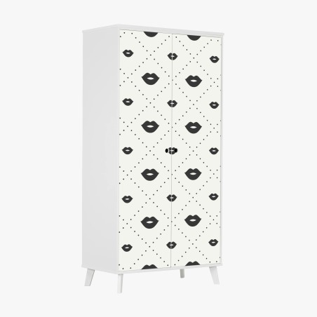 Wardrobe sticker minimalist monochrome lips pattern • Wallissimo®
