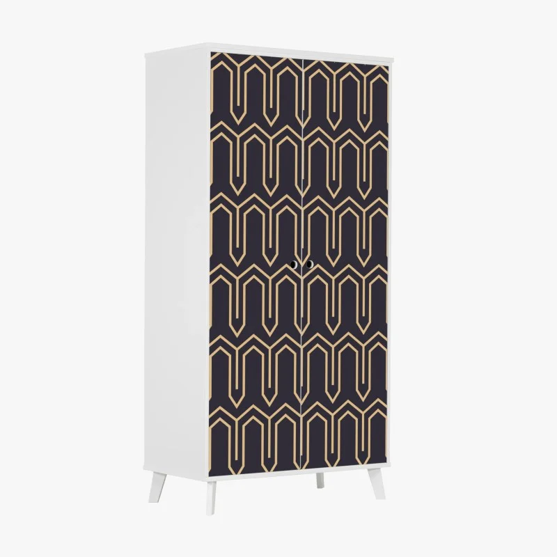 Wardrobe sticker art deco geometric pattern in gold and black